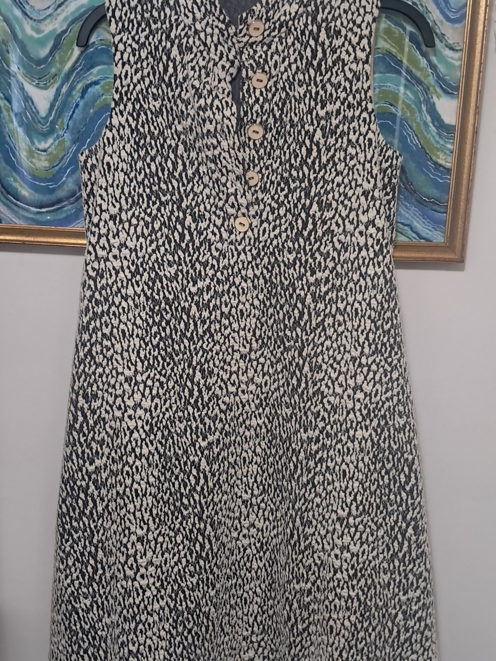 J. McLaughlin Black and White Sleeveless Button-Front Tunic